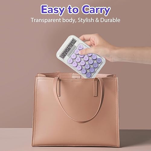 Miniatura 5 de Bonita calculadora de interruptor mecánico, calculadoras de escritorio de 10 dígitos, calculadoras de escritorio con botones grandes y pantalla LCD,