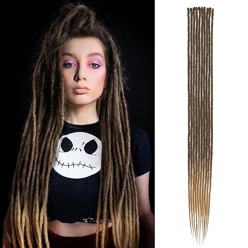 Miniatura 9 de FAVE 10 extensiones de rastas de 36 pulgadas, rastas de ganchillo de 0.2 in, extensiones de rastas marrones, estilo bohemio, pelo sintético trenzado