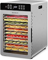 SUCISEN 12-Tray Food Dehydrator 11ft² 1000W Stainless Steel - Jerky Maker, Fruit Veggie Dryer, Dog Treats with 24H Timer 195°F Control
