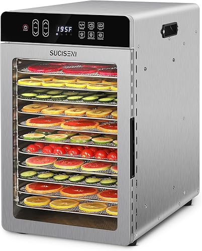 Máquina deshidratadora de alimentos para carne seca de 11 pies cuadrados, deshidratador de acero inoxidable de 1000 W con temporizador de 24 horas,