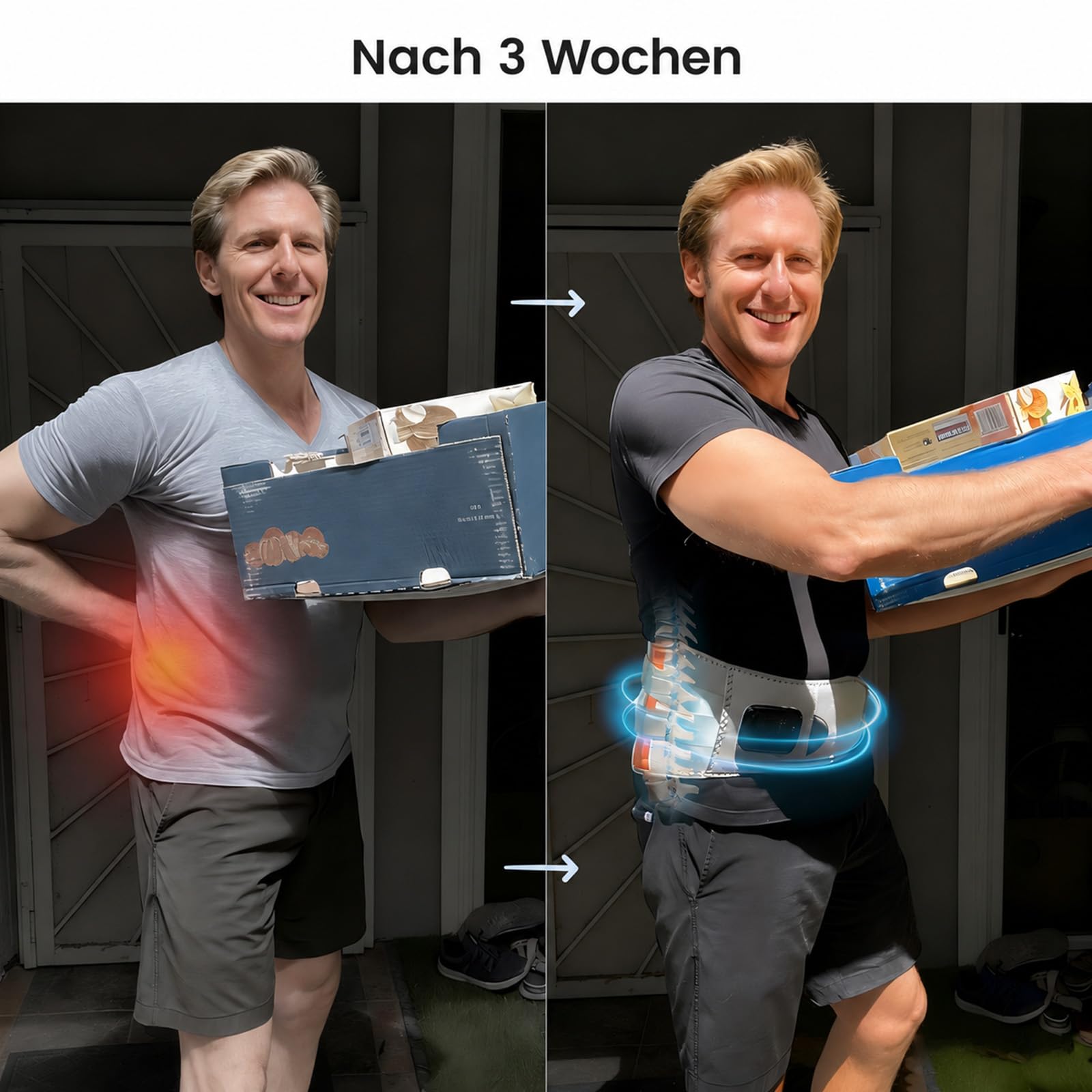 Orthofit Gürtel, Orthofit Impuls-Therapie-System Für Den Rücken, Stabilisierung Der Körpermitte, Beidseitig Komprimierenden Elastikbändern, Abnehmbares Hauptgerät (Grau)