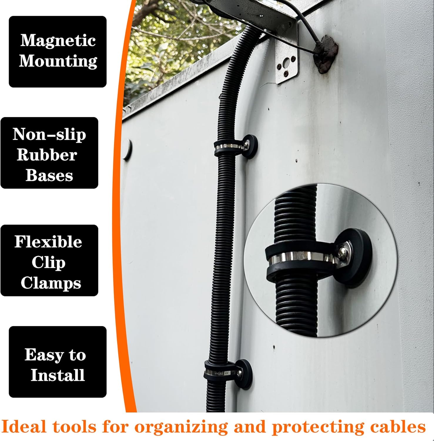 Magnetic Cable Clamps,Heavy Duty 4PCS 3/4 Inch Rubber Cushioned Wire Clamps,Non-slip Stainless Steel Insulated Cable Clips Holder for Hose,Pipe,Rope,Wire Cord,Tube