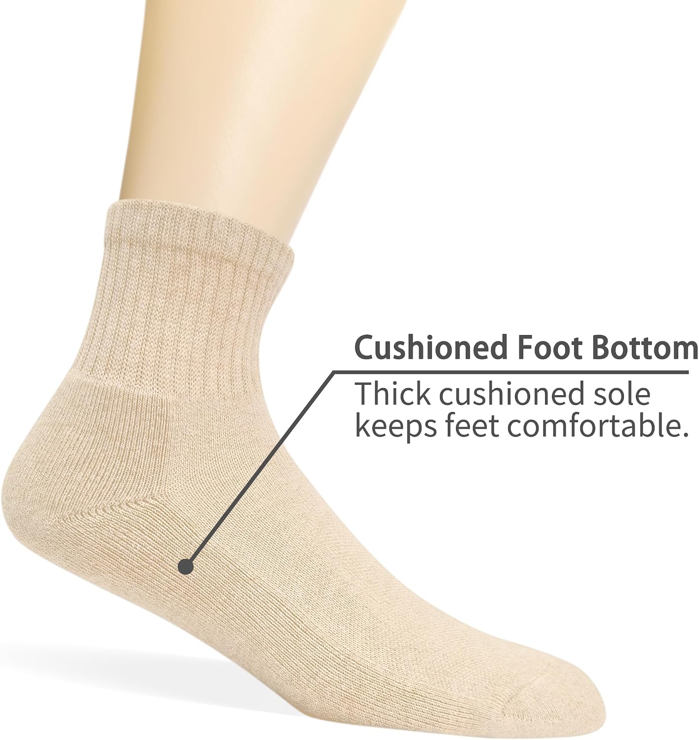 Unisex Mini Crew Cotton Cushioned Ankle Socks,5 Pairs