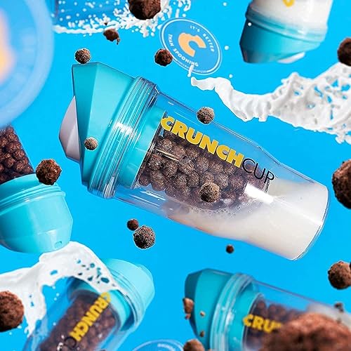 Miniatura 2 de CRUNCHCUP Combina y ahorra un 15 % en dos vasos de cereales portátiles, sin cuchara, sin cuenco, es cereal sobre la marcha azul y rosa