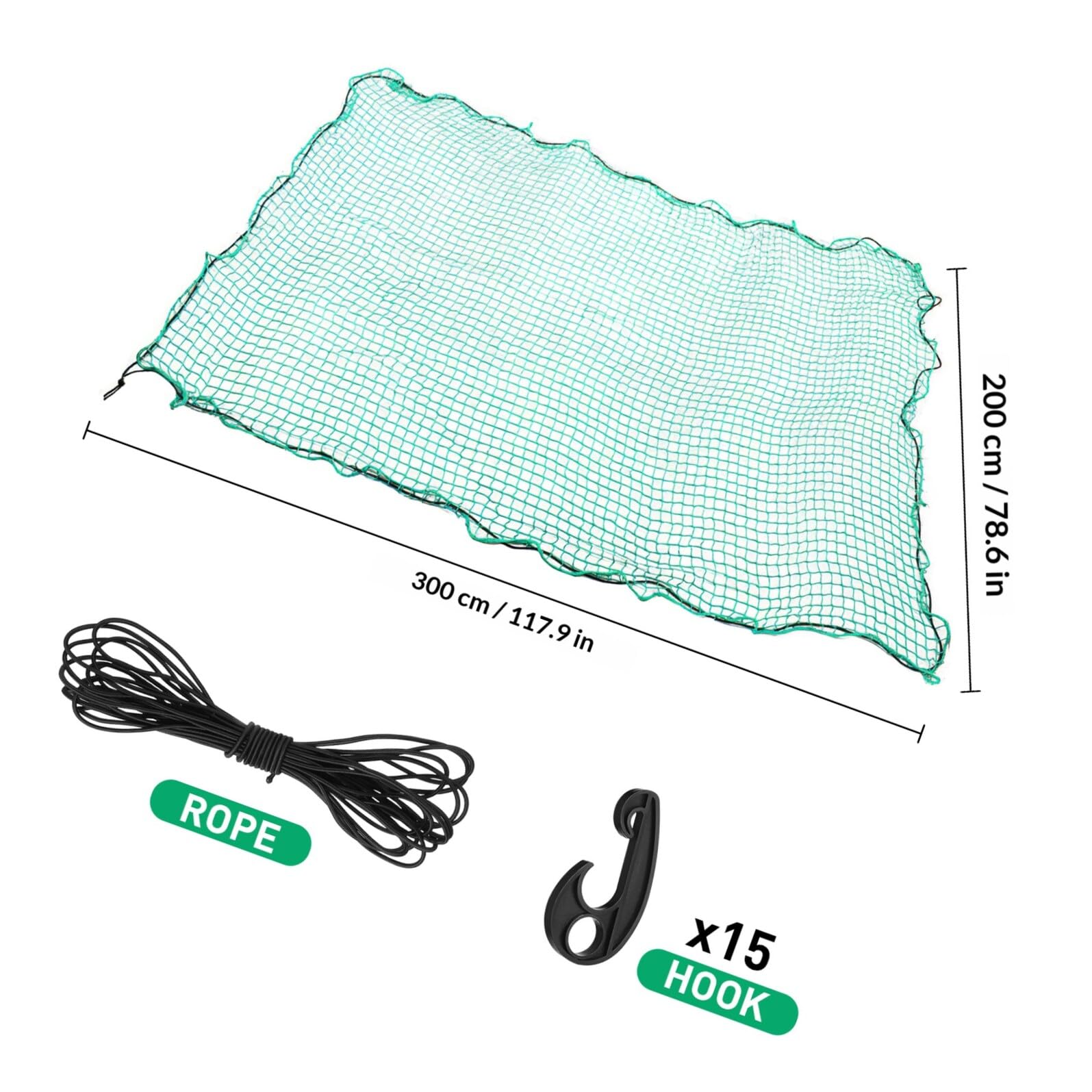 Rete Fermacarico per Cassone Pickup in Nailon Verde | Rete di Carico con Ganci, Copertura Estensibile per Cassone e Roof Cargo Carriers, Uso per Dump Runs e Camping