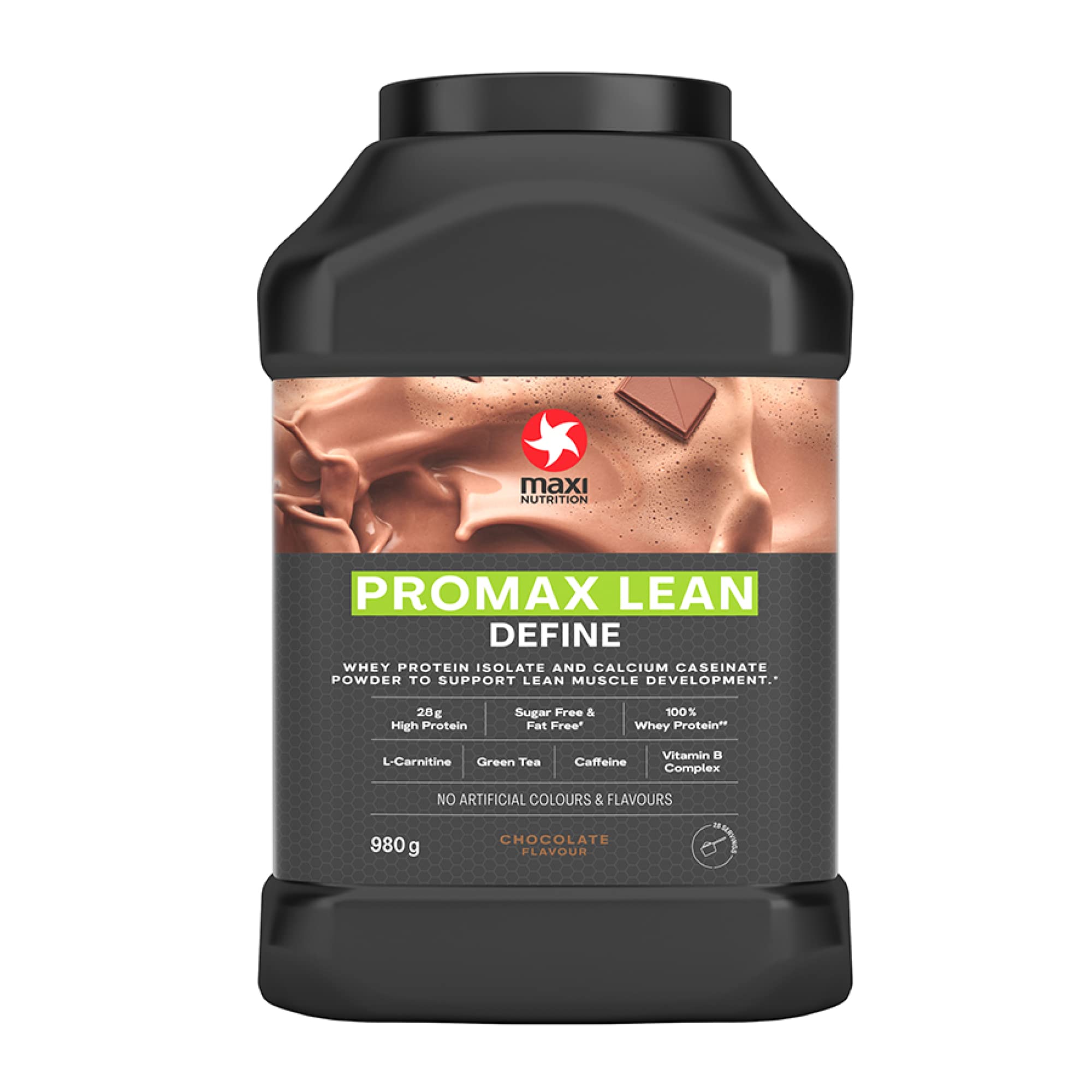 Maxition - Promax Lean, Chocolate - Whey Protein Powder for Lean Muscle Development – Sugar free,  Free, 28g Protein, 128 kcal per Serving, 980g