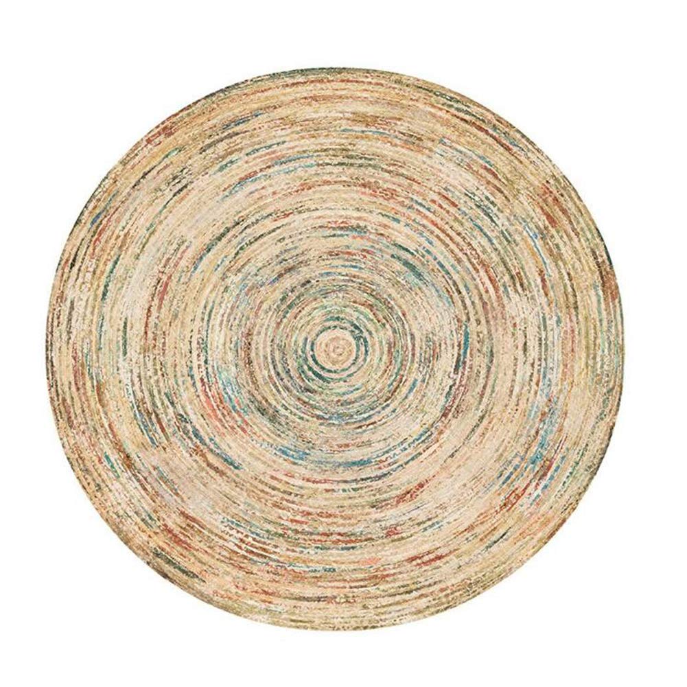 FLOORMATJING Salon Alfombras Redondo Tejidas A Mano Alfombra De Yute Antideslizante Estilo Rústico Moderno Alfombra del Piso Lavable En La Lavadora Durable Fácil De Limpiar,01,100 * 100CM