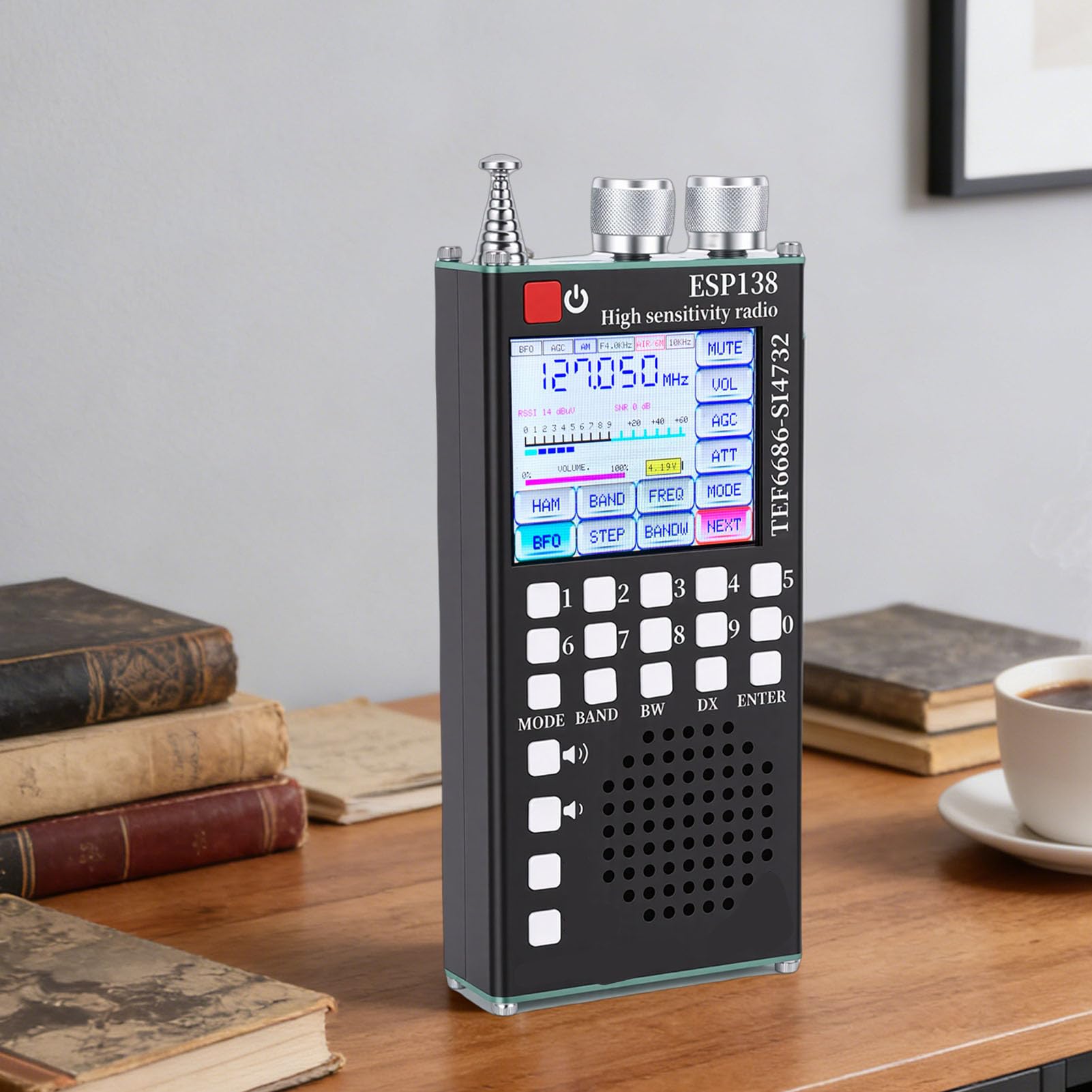 Denash Radio de Banda Completa, Sistemas Duales TEF6686 y SI4732, Pantalla Táctil IPS de 2,4 Pulgadas, 5.0, con Bandas FM LW MW SW Air SSB, para Entusiastas de la Radioaficionado