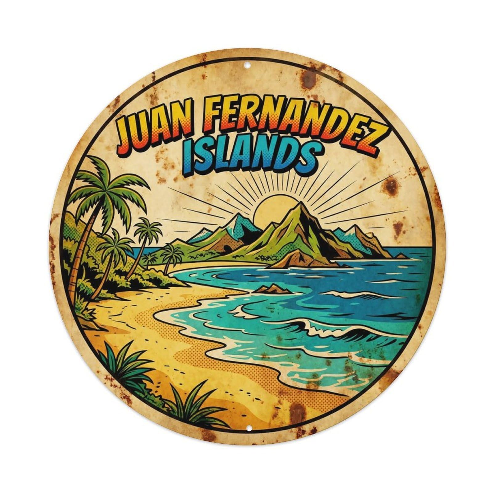 Odgynaw 8X8inch(20X20cm) Juan Fernandez Islands San Bautista Beach Island Escape Metal Tin Sign