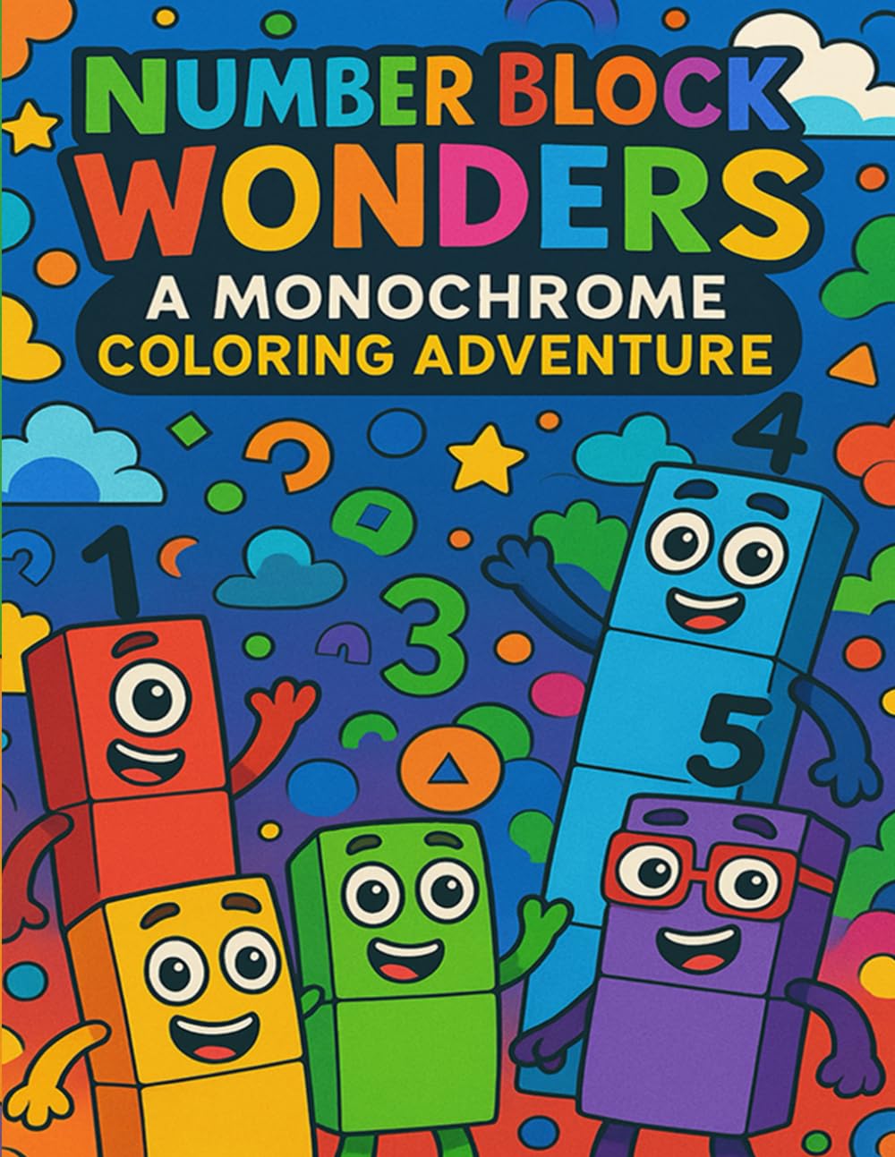 Number Block Wonders: A Monochrome Coloring Adventure: Fun & Educational Number-Themed Coloring Pages for Kids Ages 3-6 | Black and White Number Block
