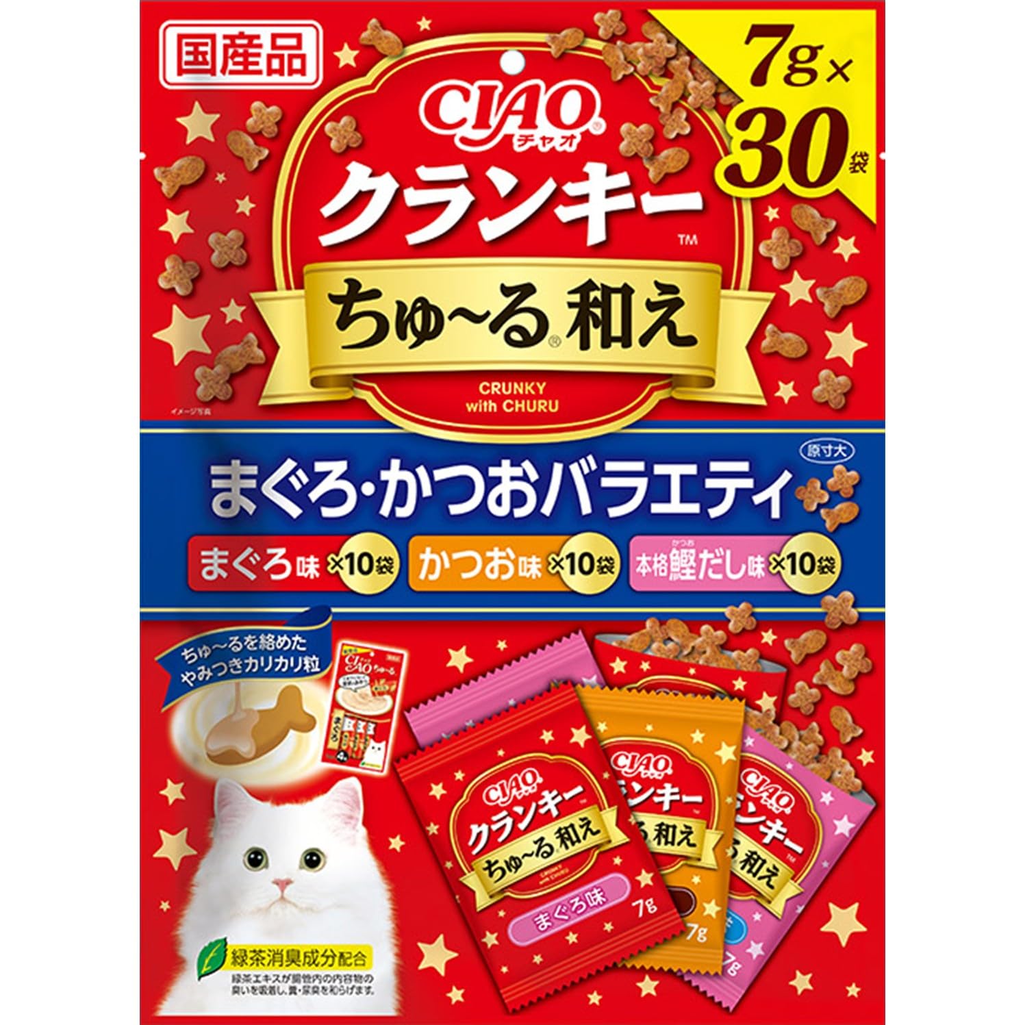 Amazon.co.jp: CIAO クランキーちゅ～る和え 30袋入り まぐろ・かつお