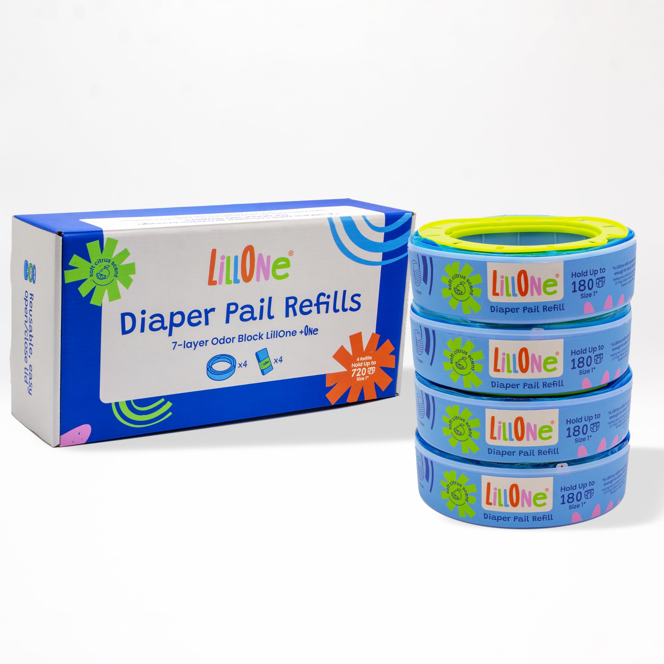 LillOne 4 Refills with Reusable Cassettes for Nappy Bins compatible with Angelcare - Nappy Disposal Systems - Image 4