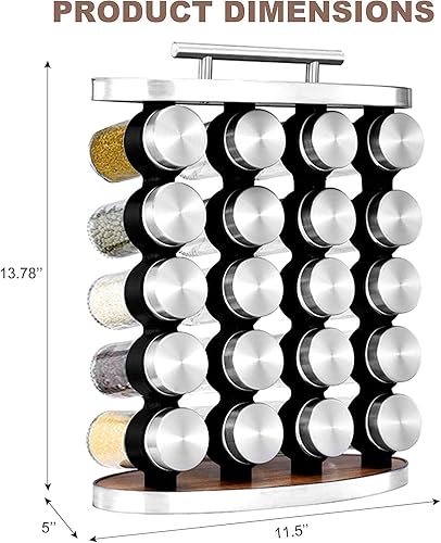 Miniatura 2 de Estante de condimentos de 5 niveles, organizador de especias con 20 tarros de especias vacíos, ideal para encimera y gabinete