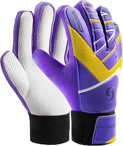 Miniatura 7 de Sportout Guantes de portero para niños, guantes de fútbol con doble protección para la muñeca y material de látex antideslizante resistente al