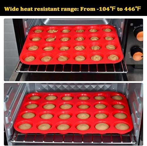 Miniatura 6 de CAKETIME Mini molde para magdalenas de 24 tazas, 7 tazas redondas y regulares para freidora de aire, horno, microondas