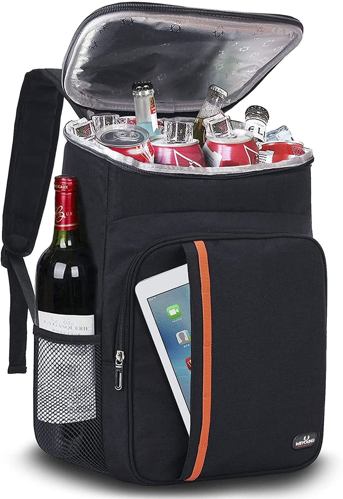 U-HOOME Insulated Cooler Backpack Lightweight Leakproof Cooler Tote Bag Large Capacity Soft Picnic Cooler Bag for Men Women (Black)