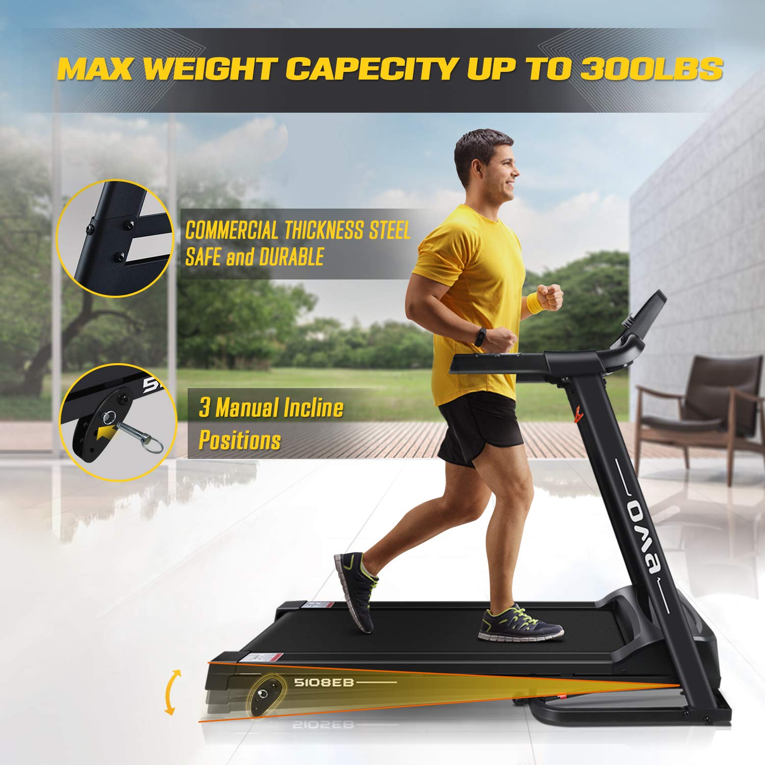 OMA Treadmills for Home 5108EB 1012EB with Max 2.25 HP 300 LBS Capacity