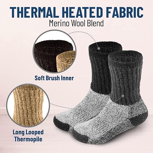 Miniatura 4 de Debra Weitzner Calcetines térmicos para niños, calcetines cálidos para botas de invierno para niños y niñas, paquete de 2 unidades con aislamiento