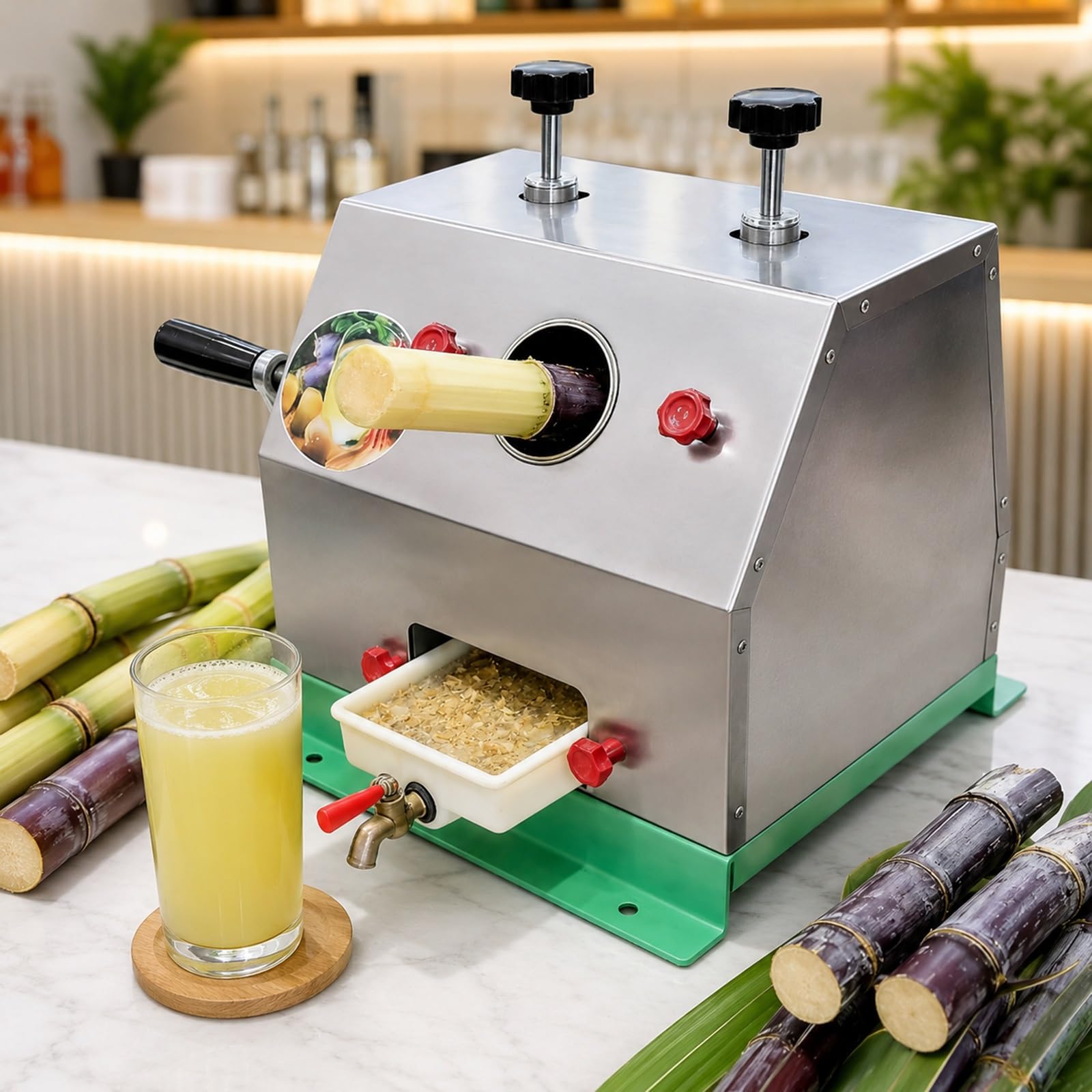 Spremi-canna Da Zucchero Manuale, Estrattore A Tre Rulli In Acciaio Inox Di Alta Qualità Con Imboccatura Da 62mm, Spremitrice A Manovella Ad Alta Resa Per Uso Domestico E Commerciale