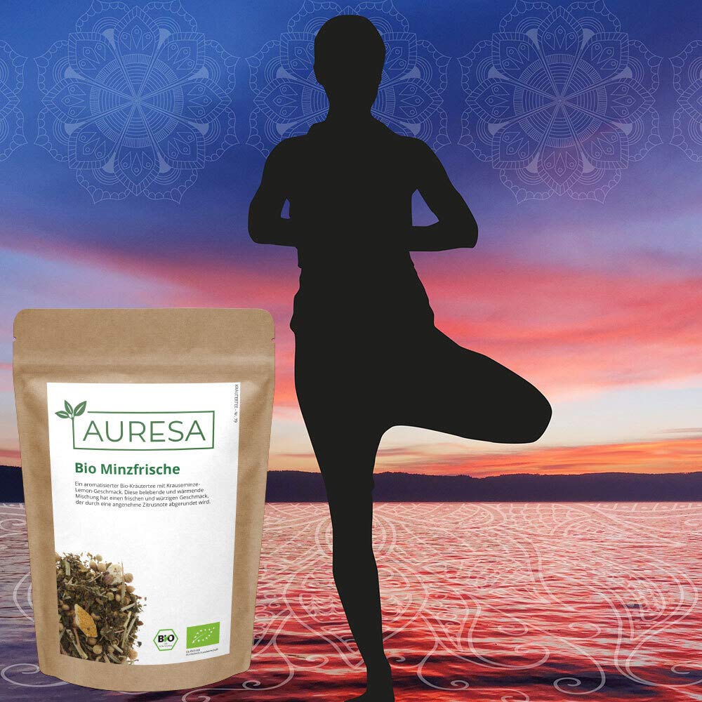 AURESA Bio Kräutertee Minzfrische | Krauseminze mit Lemon Geschmack | Loser Tee aus kontrolliert biologischen Anbau