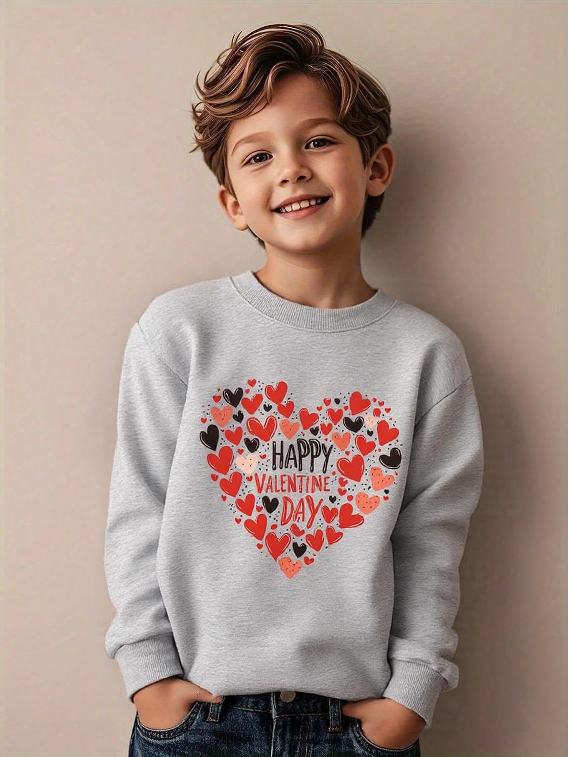 Kids Valentines Day Sweatshirts Boys Girls Valentine's ABC I LOVE U Heart Graphic Shirt Toddler Long Sleeve Outfit Tops