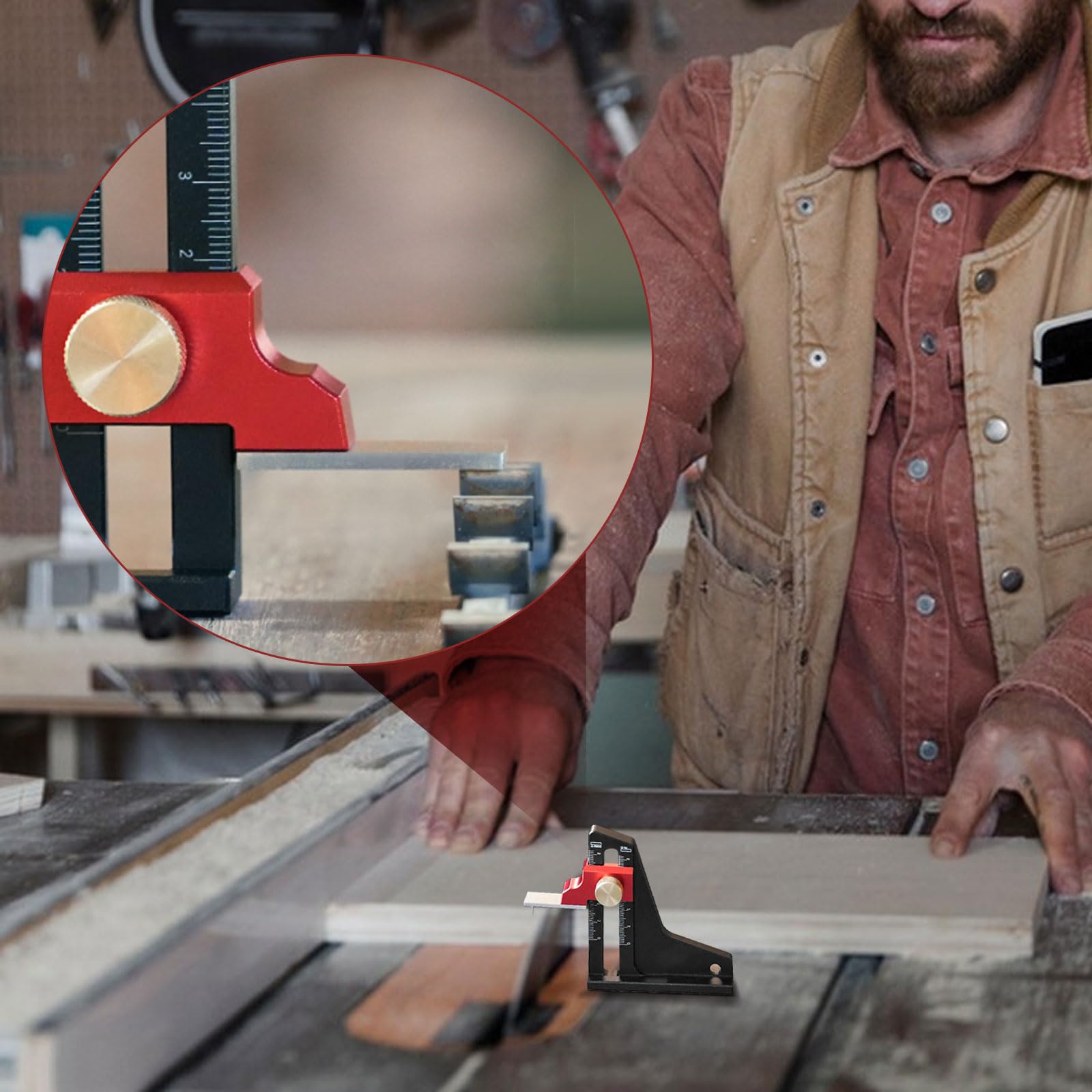 Mesureur De Hauteur De Scie À Table – Indicateur De Scie En Alliage D'aluminium, Indicateur De Profondeur De Marche | Outil De Mesure De Hauteur