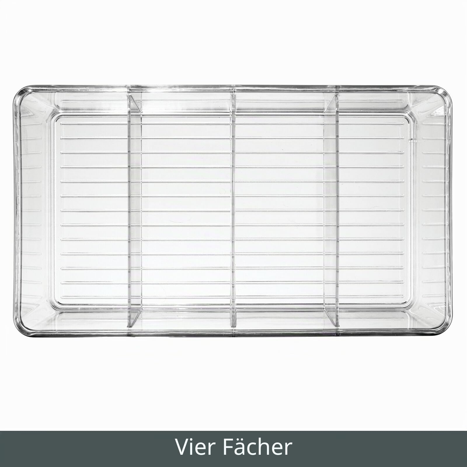 mDesign Stapelbare Aufbewahrungsbox (2er Set) - praktischer Aufbewahrungskorb aus Kunststoff mit 4 Fächern - moderne Küchenaufbewahrung für Suppen, Gewürze, etc. - transparent