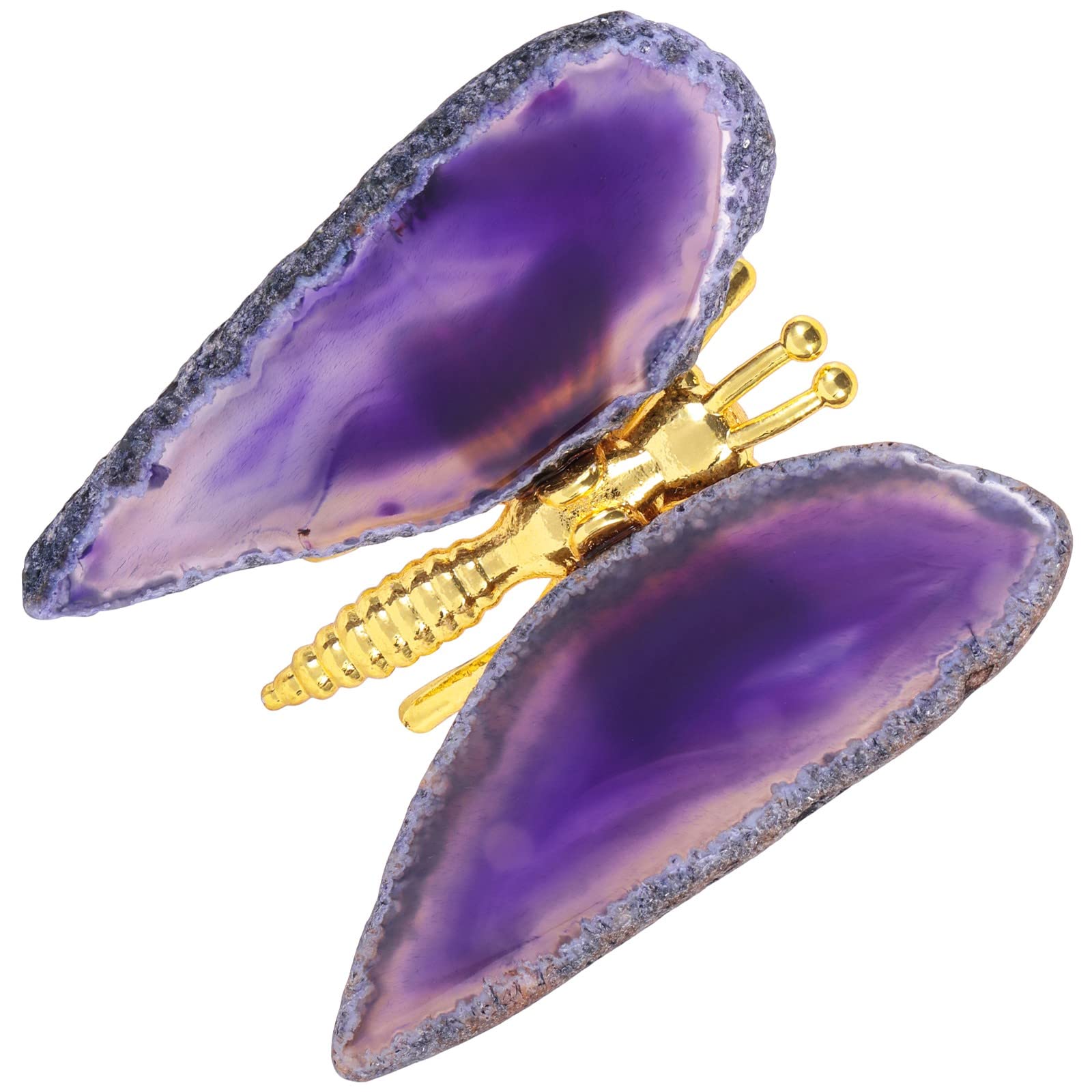 Figurine papillon en agate naturelle et cristal violet pour une décoration chic
