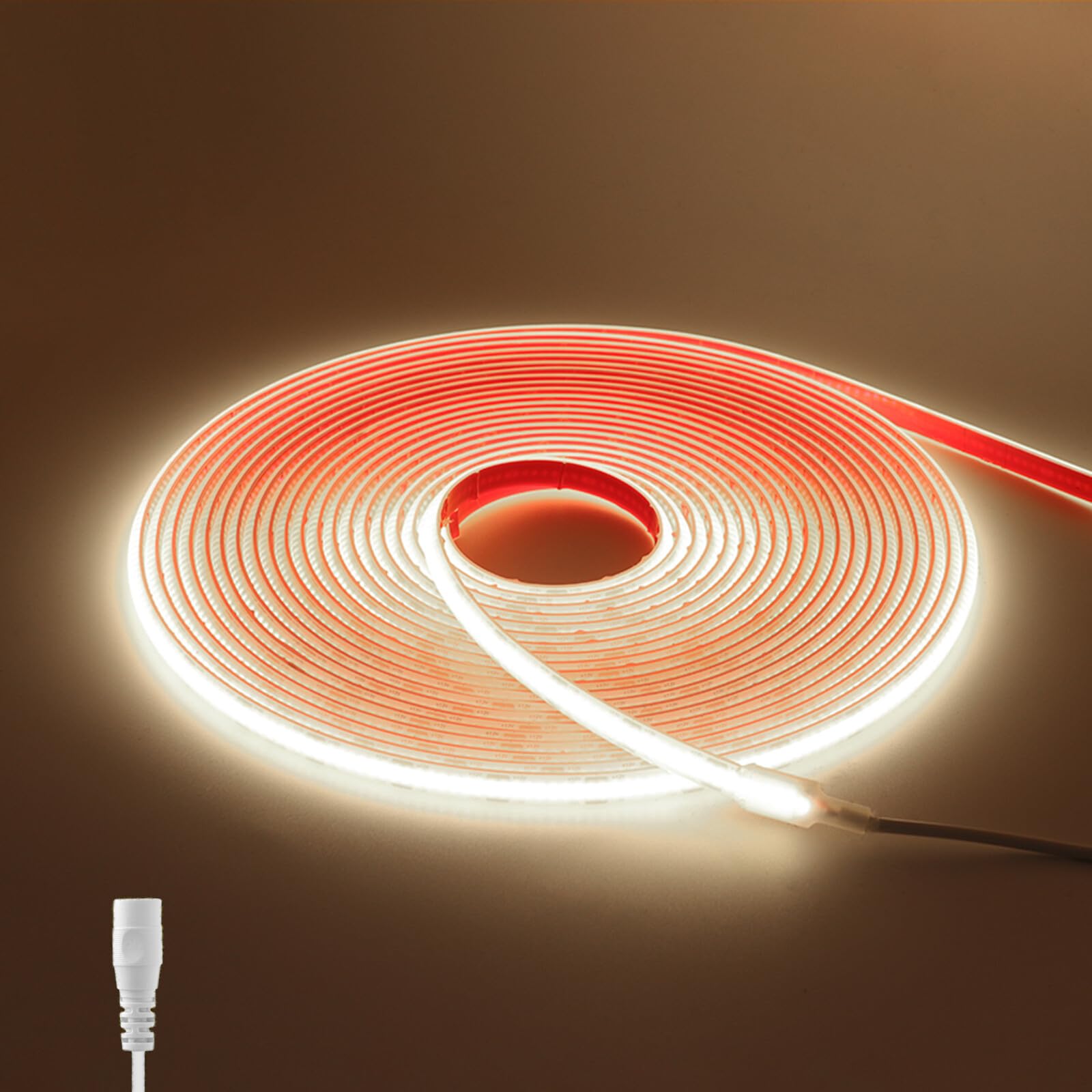 Striscia LED COB in silicone 320 LEDs/m, 12V impermeabile flessibile strisce luminose FCOB CRI85+ 10M bianco naturale 4000K uniforme senza punti scuri decorazione per camera da letto e cucina