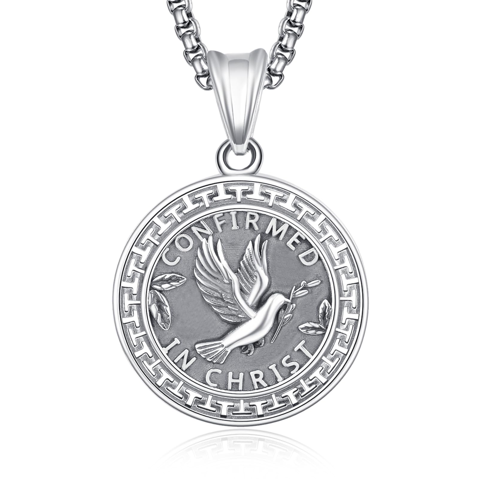 PRAYMOS Confirmation Gifts 925 Sterling Silver Confirmed in Christ Necklace Gifts for Confirmation Sponsor Gift