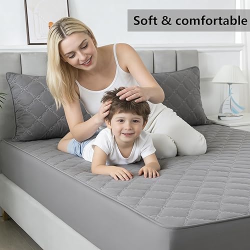 Miniatura 6 de Protector de colchón impermeable – Protector de colchón de tamaño individual silencioso y estilo sábana ajustable | Protección completa de cama para