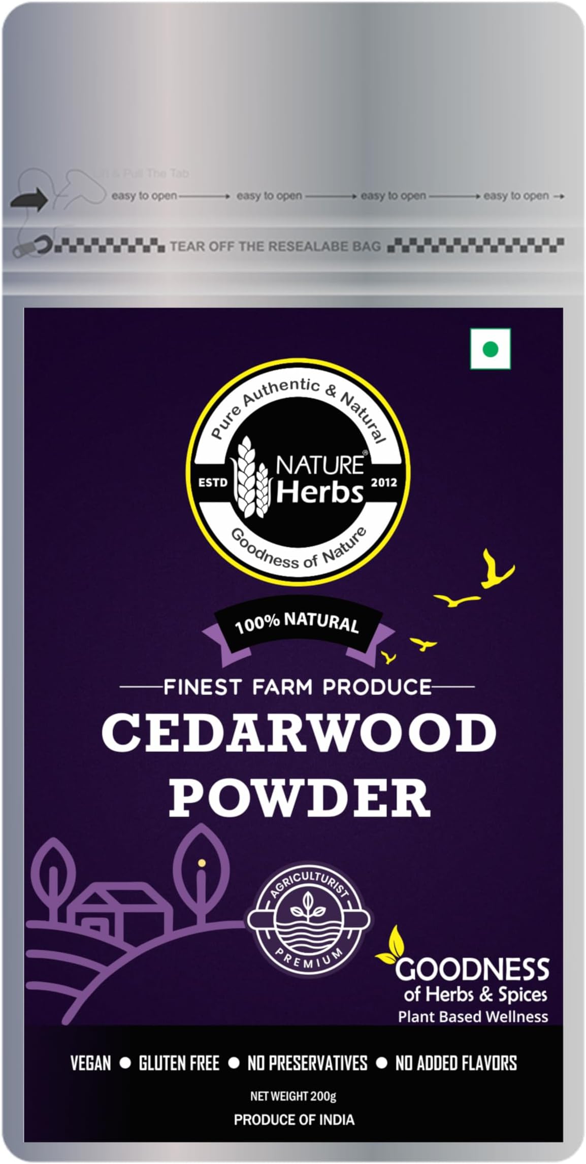 100% Pure Cedarwood Deodar Powder 200 Grams (Pack of 1-200 Grams each)