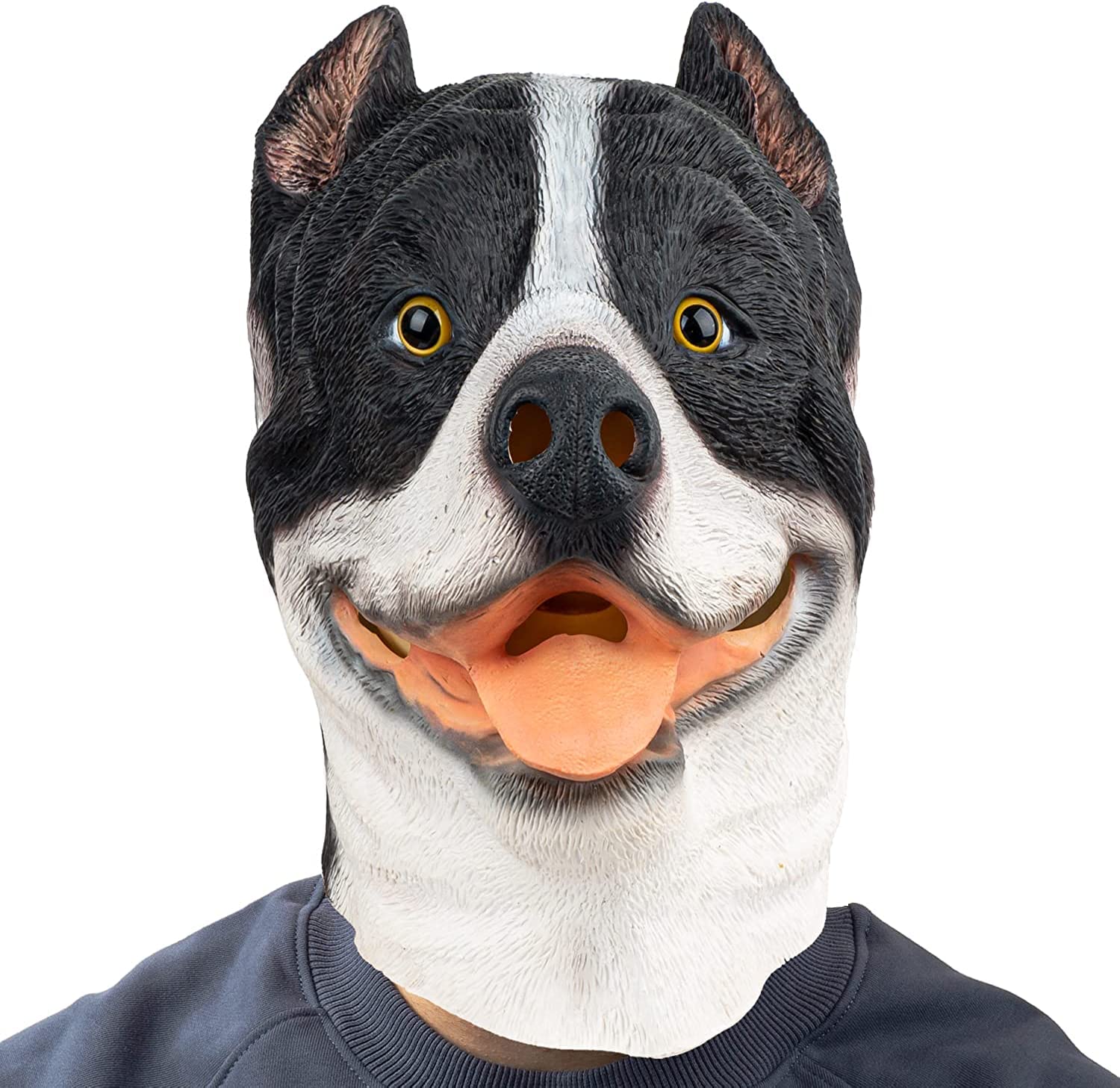 PartyHop Pitbull Dog Mask Animal Latex Full Head Mask Fancy Dress for Halloween Costume Party