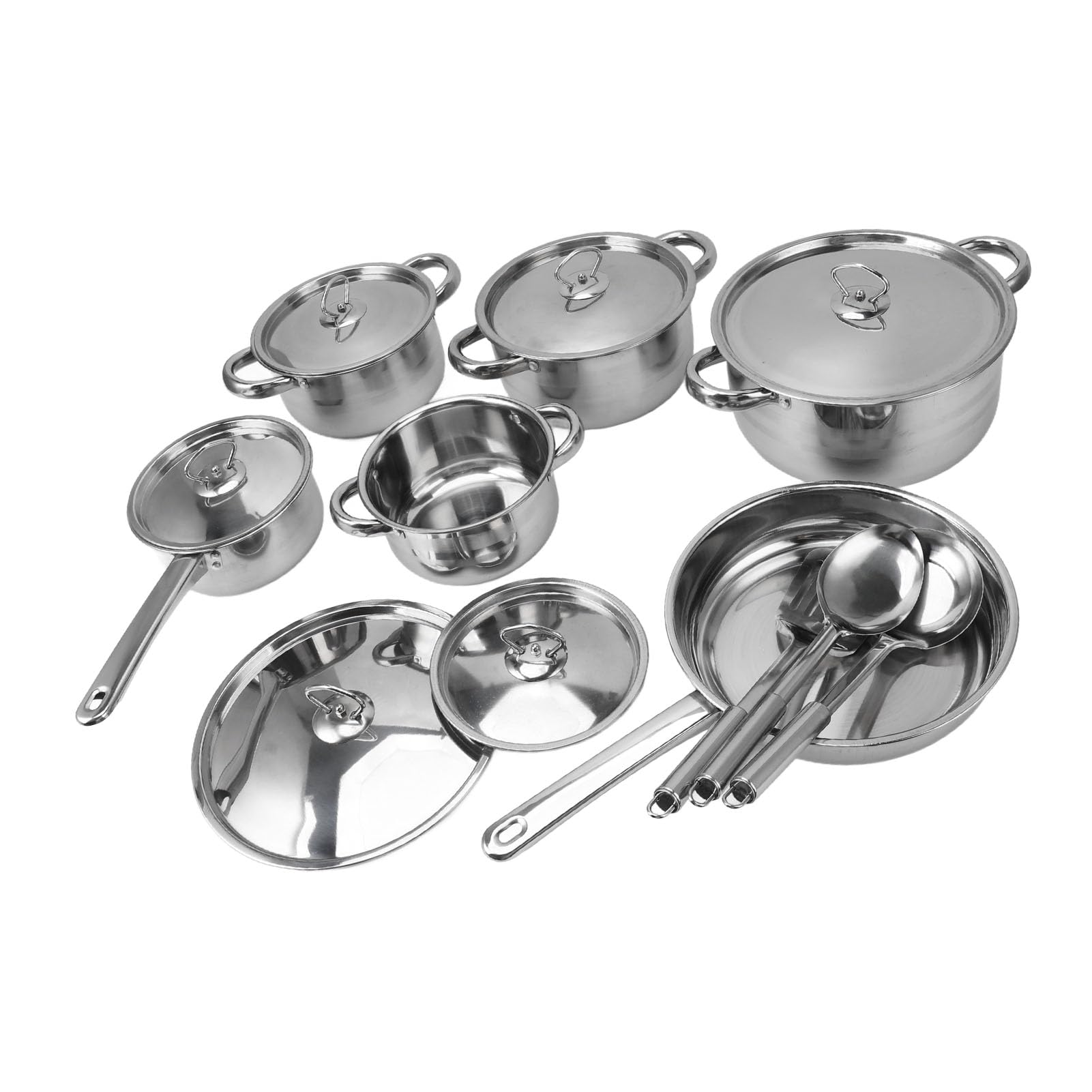 Dioche Juego de Ollas y Sartenes de Acero Inoxidable Juego de Utensilios de Cocina de Primera Calidad para Cocinar en el Hogar de Utensilios de Cocina Duraderos con Ollas para