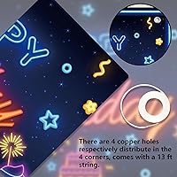 Vista 7 de Cartel de neón con texto en inglés "Happy Birthday", decoración temática de discoteca neón para decoración de fiesta Let's Glow para niños, niñas