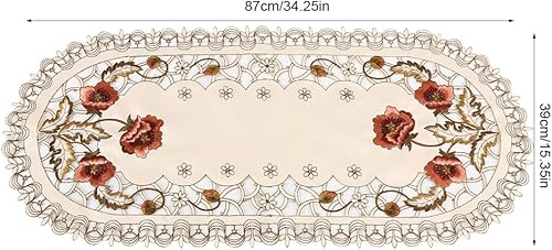 Miniatura 5 de Camino de mesa, diseño floral bordado de flores, mantel de poliéster para despedida de soltera, decoración de fiesta de boda (ovalado)