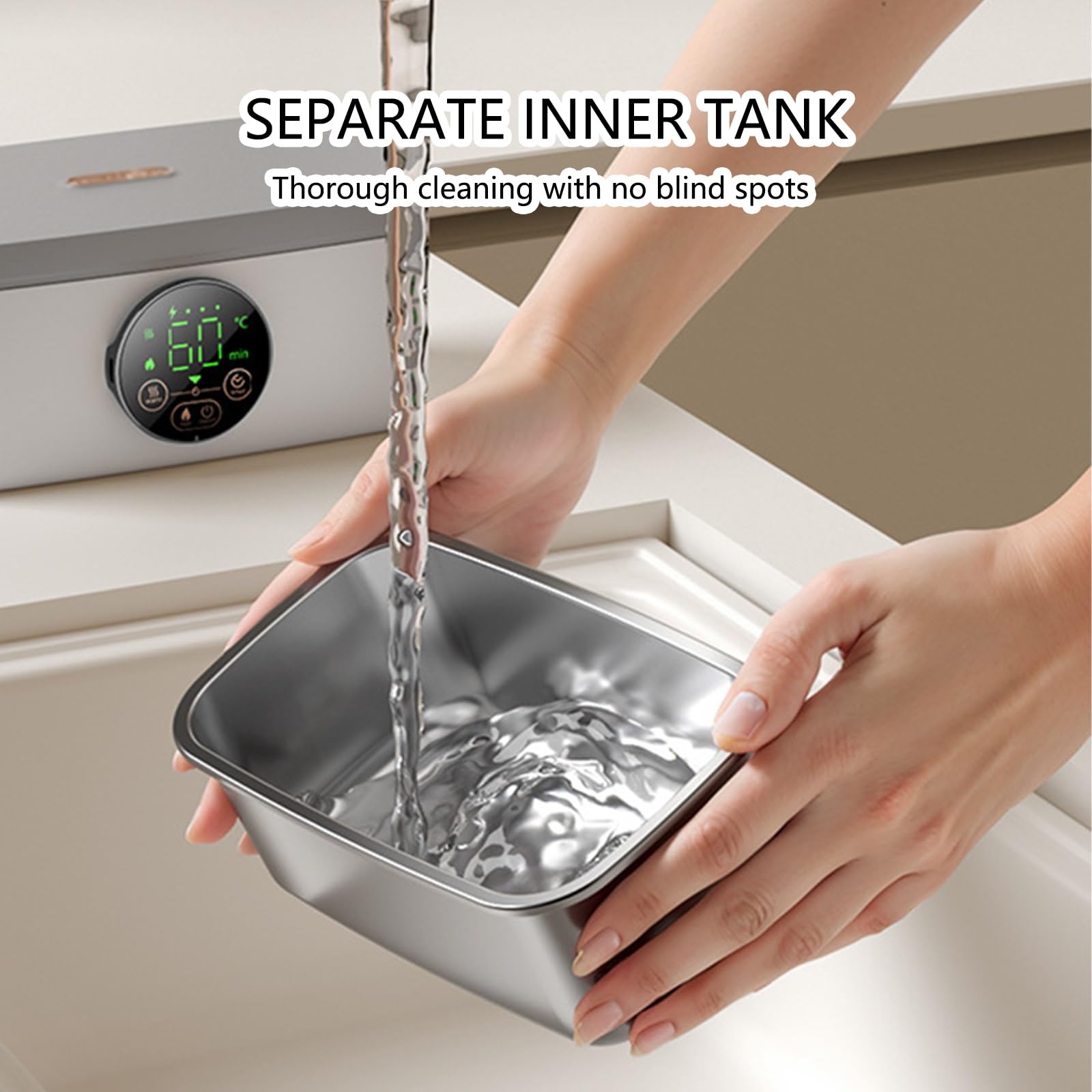Contenitore Termico in Acciaio Inossidabile 304 | Contenitore Termico senza Fili,Smontabile e Lavabile,ideale for l'Ufficio,l'Auto e l'Uso all'Aperto(Gray)