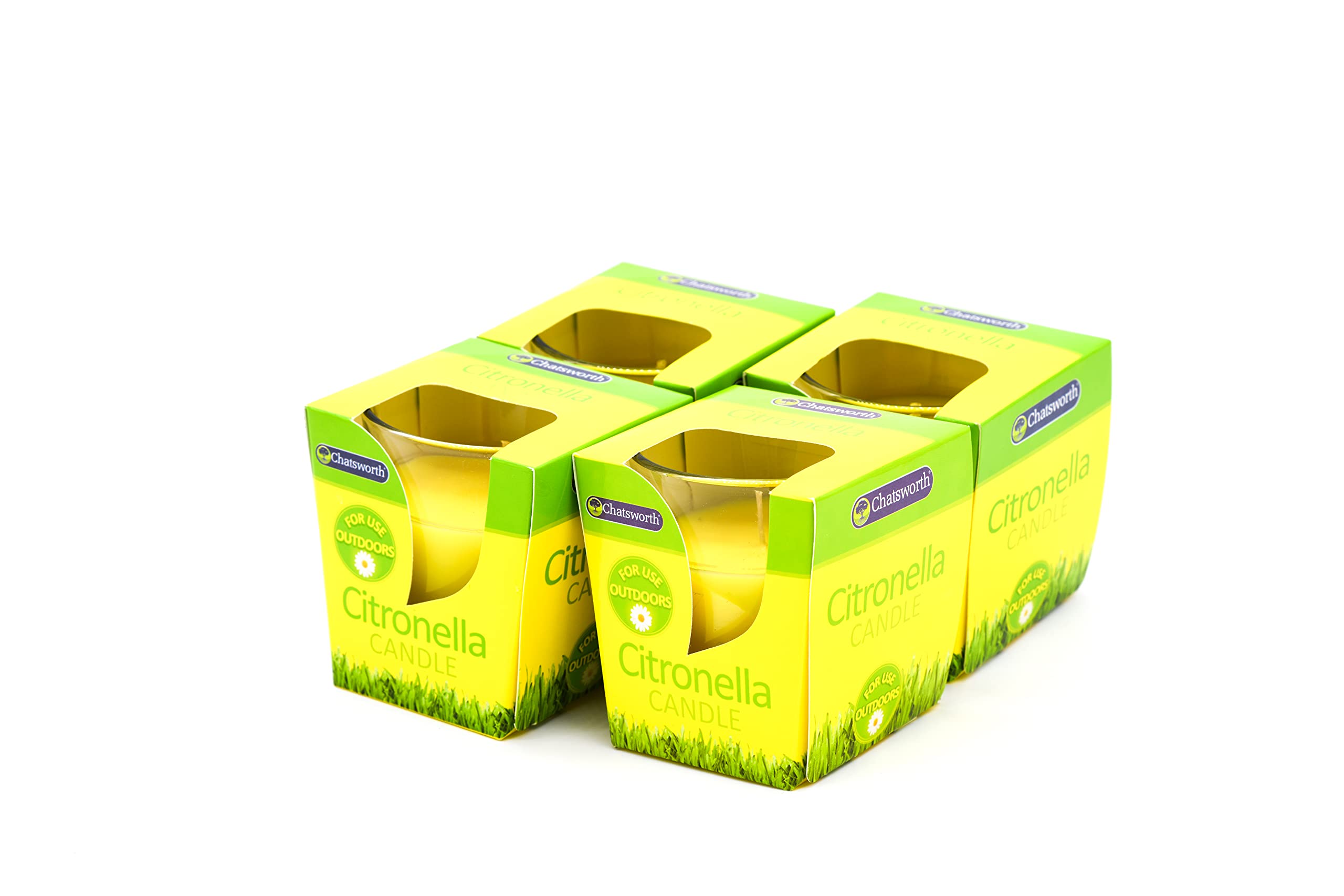 CHATSWORTH CITRONELLA Outdoor FRAGRANCED Glass Candle x4