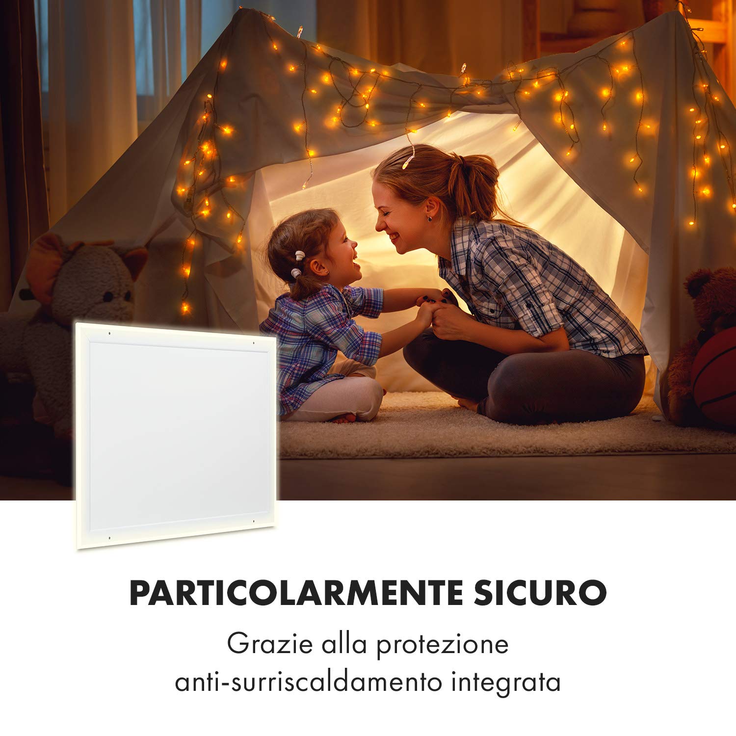 Klarstein Smart Stufa Elettrica Basso Consumo, Termoconvettore a Parete 350W Termosifone Elettrico, Riscaldamento Elettrico, Pannello Radiante Infrarossi, Lampada Riscaldante, Telecomando, IP52 No CO2