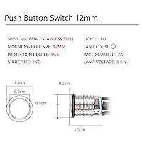 Vista 6 de YACSEJAO 12mm Chassis Metal Power Button, Computer DIY Switch with Blue LED
