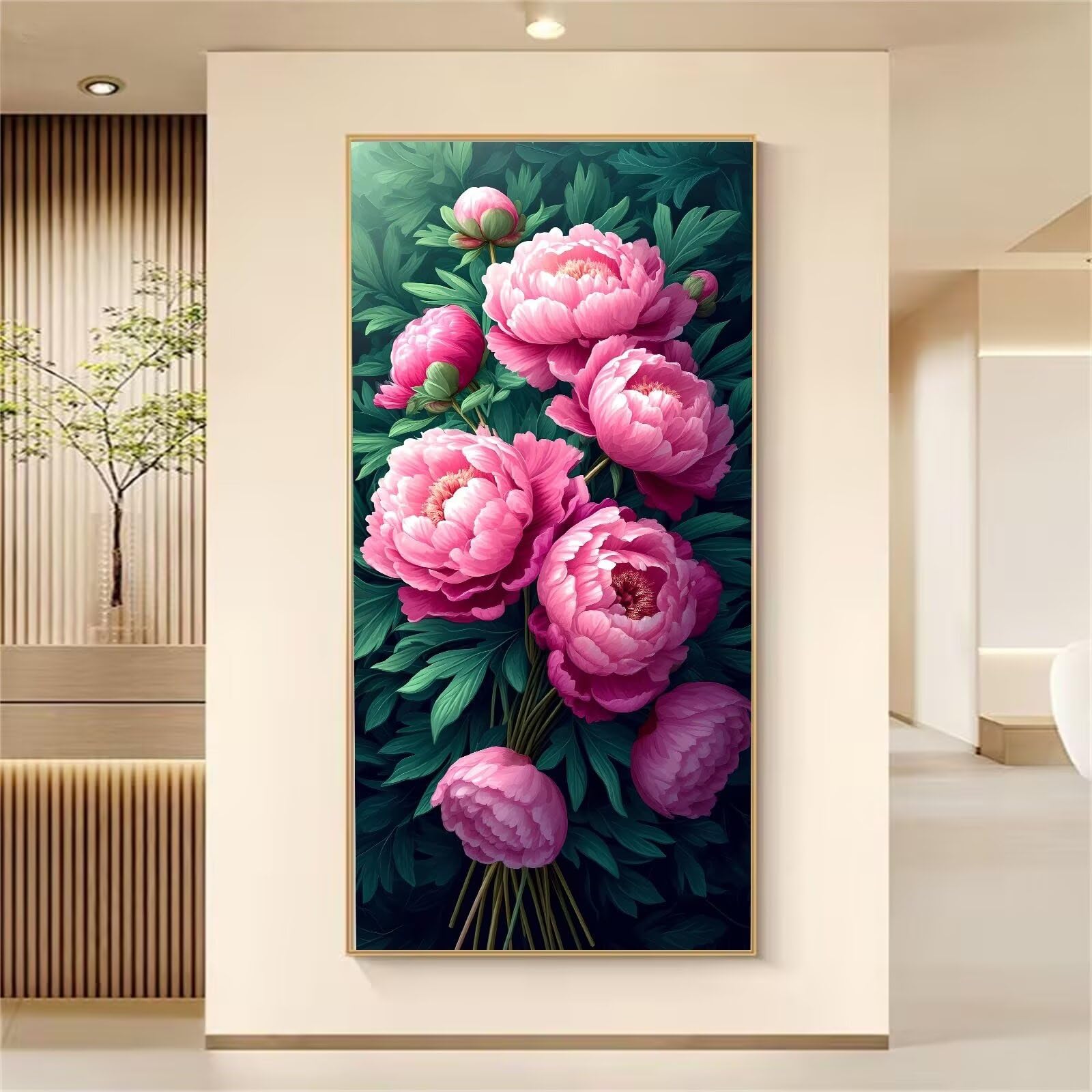 Duży zestaw do malowania po numerach, piwonia, kolor na płótnie, zestaw farb akrylowych, duży rozmiar, 81 x 162 cm, malowanie według numerów, dla dzieci, prezenty, rękodzieło, Boże Narodzenie,