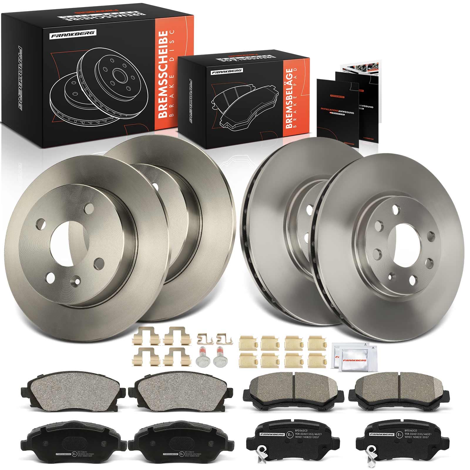 Frankberg Bremsensatz inkl. 4x Bremsscheiben + 8x Bremsbeläge Vorne Hinten