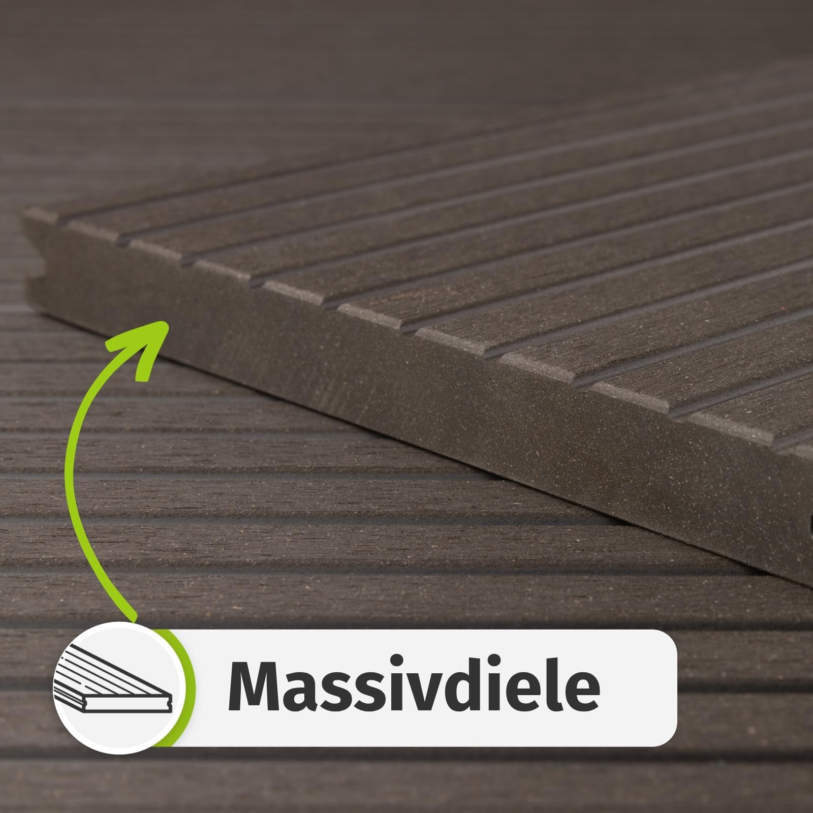 HORI WPC Terrassendielen Komplettset XXL Massiv Diele BPC Komplettbausatz Inkl. Unterkonstruktion 28x50 mm & Clips, Wetterfest, pflegeleicht & rutschhemmend