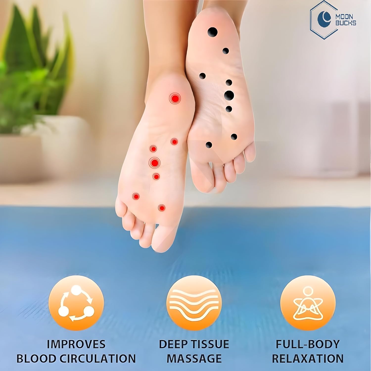 Moon Box Fitness Foot Acupressure Matte, Magnetic Pyramidal Foot Power Mat, Acupuncture, Stress Reliever Plate Therap Moon Box Fitness Foot Acupressure Matte, Magnetic Pyramidal Foot Power Mat, Acupuncture, Stress Reliever Plate Therap