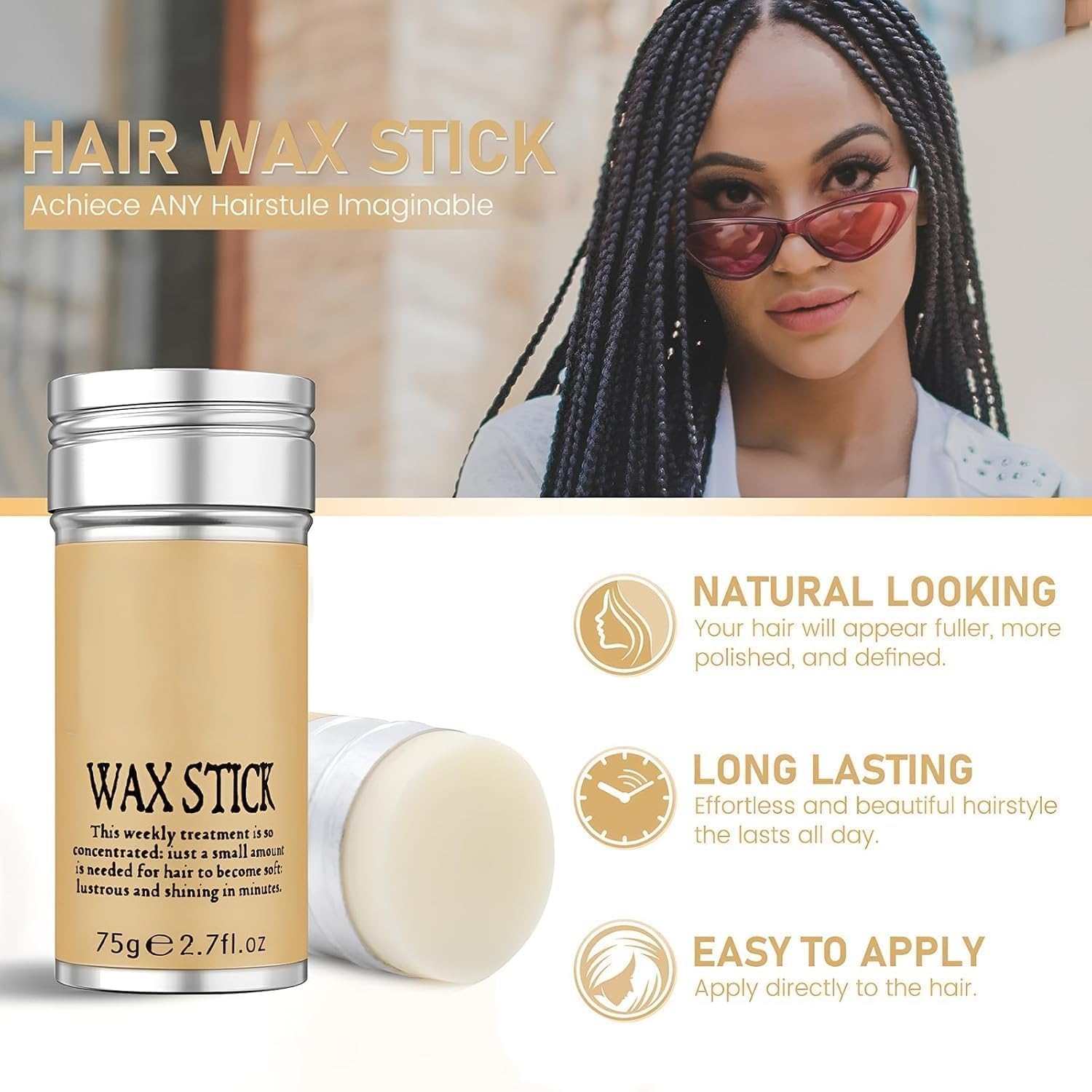 Keli x IKT Hair Wax Stick - 75Gm, Hair Wigs Edge Control, Non-Greasy Hair Styling Wax Stick for Fly Away - Suitable for both Men & Women 2