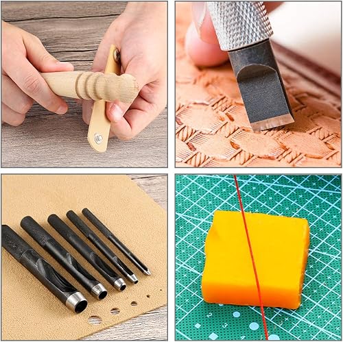 Miniatura 6 de Caydo Juego de herramientas de trabajo de cuero de 509 piezas con instrucciones (idioma español no garantizado), herramientas de cortador de