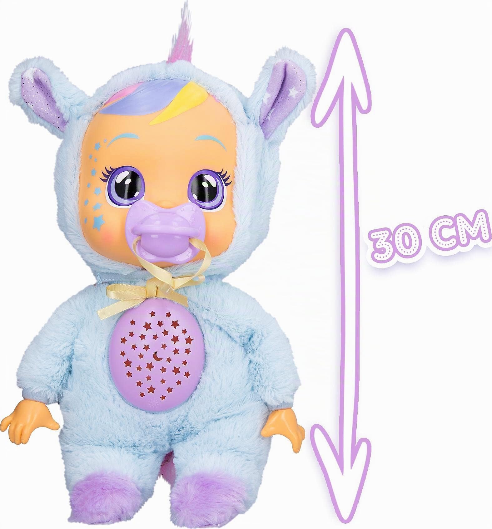 Cry Babies Goodnight Starry Sky Jenna, Bambola per la nanna e la buonanotte con lacrime luminose LED, Ninne Nanna e Proiettore di Luci Notturne Stellate per Bambini