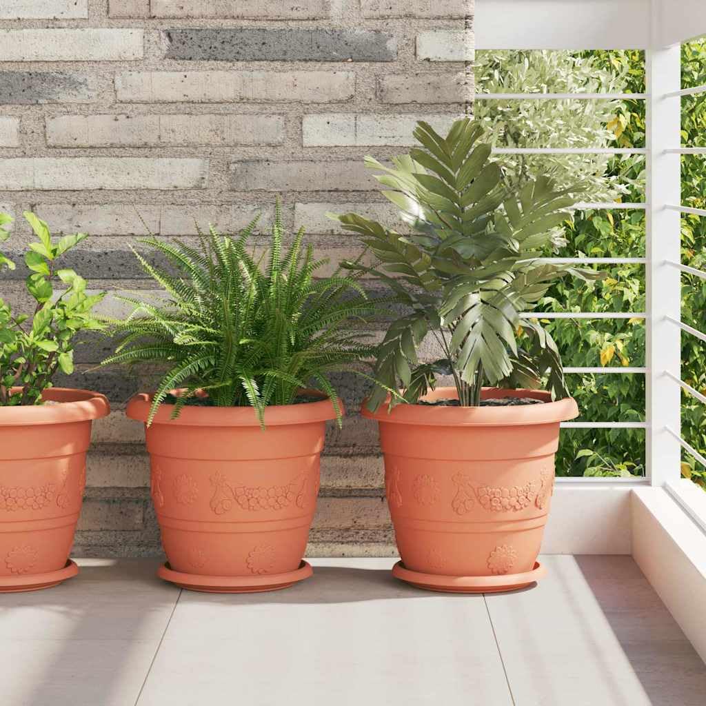 Runder Blumentopf 24er Set Ziegelrot Ø 30 x 25 cm aus Kunststoff - Moderner Pflanztopf mit Entwässerungslöchern für Garten Balkon Terrasse und Innenbereich