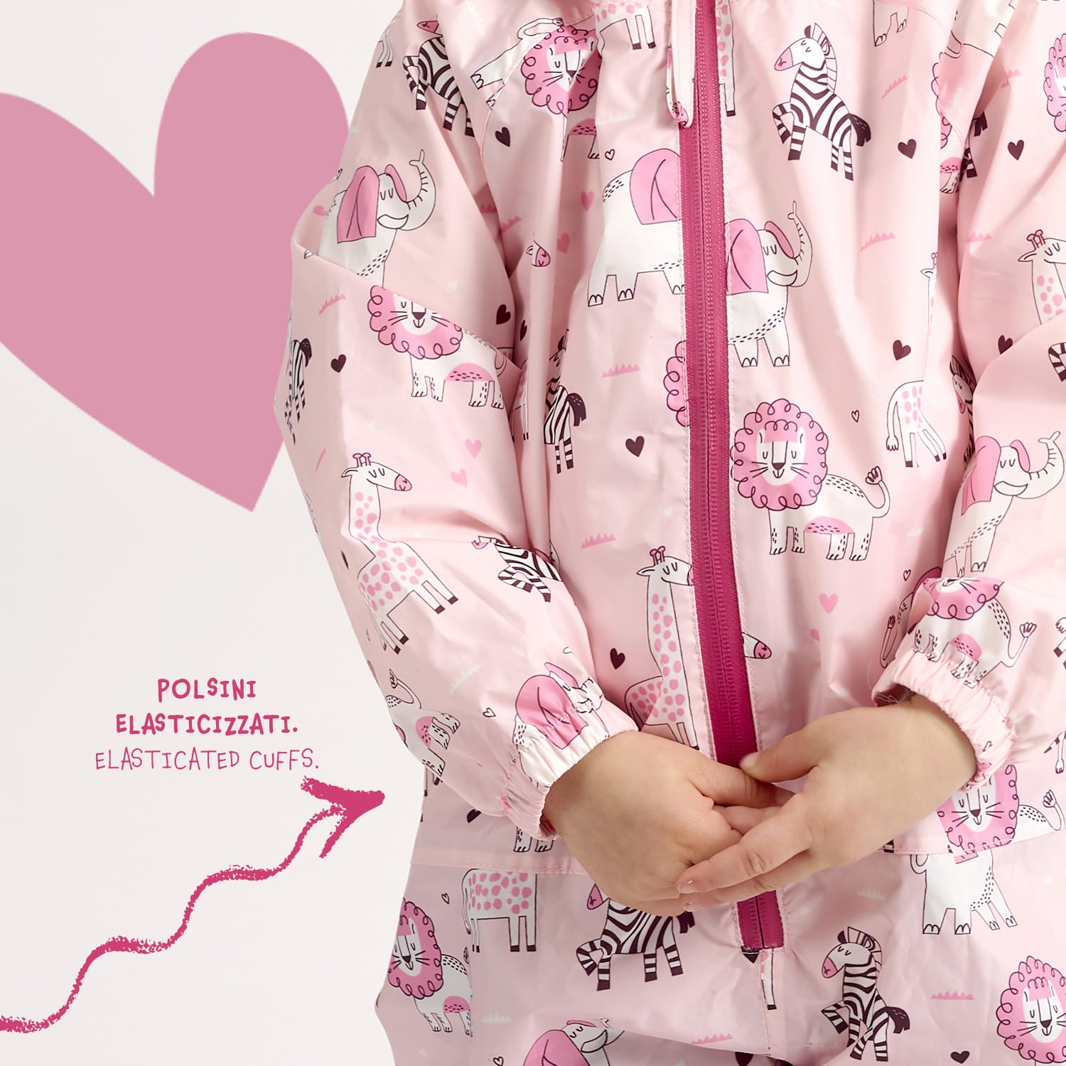 PERLETTI Combinaison de Pluie Enfant Imperméable - Veste Vetements Pluie à Capuche Garçon Fille Résistant Lèger avec Bandes Réfléchissantes