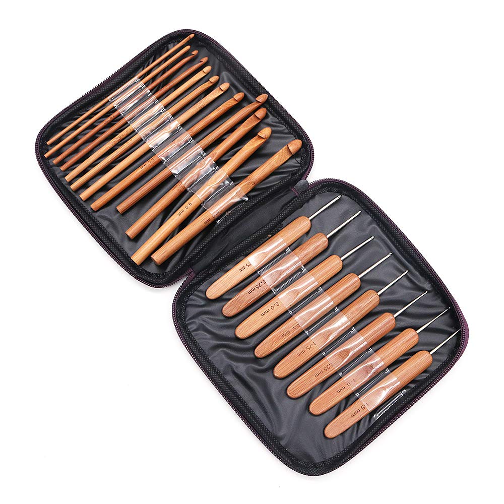 20 PCS Crochet di bambù Utensili manuali fai da te Manico in bambù carbonizzato Ago Maglioni all'uncinetto Abiti